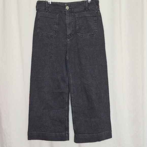 Mauve The Colette Denim High-Rise Cropped Wide-Leg Jeans  Wash Black - Size 31P - Picture 7 of 16